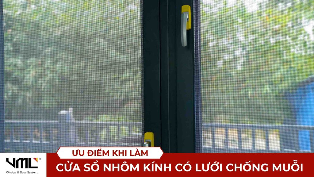 cửa sổ nhôm kính có lưới chống muỗi Cửa nhôm Việt Minh Long