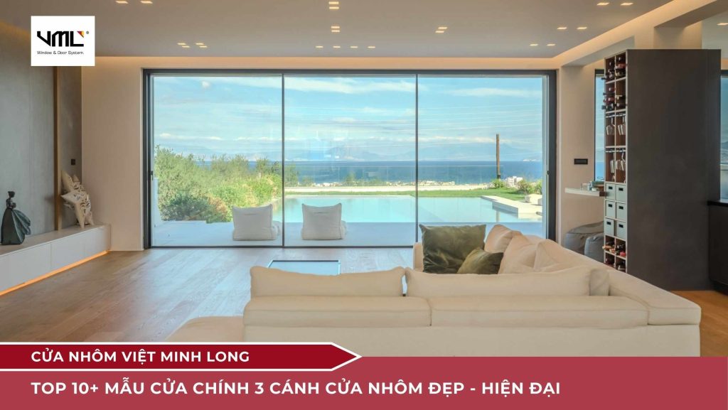mẫu cửa chính 3 cánh cửa nhôm