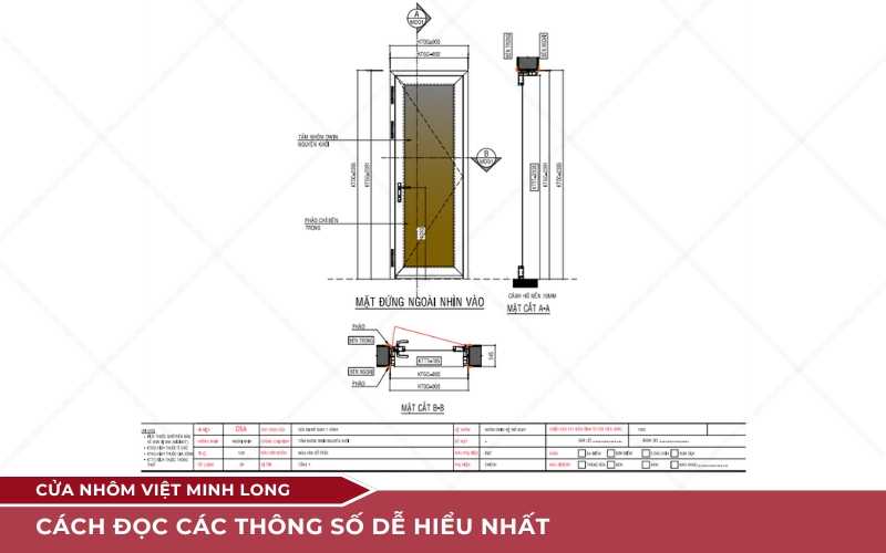 bản vẽ cửa nhôm kính cách đọc