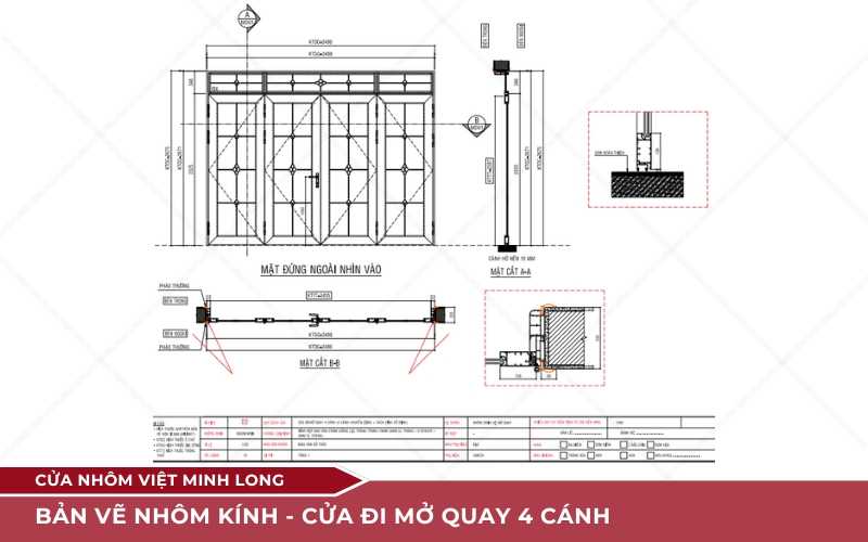 bản vẽ cửa nhôm kính cách đọc