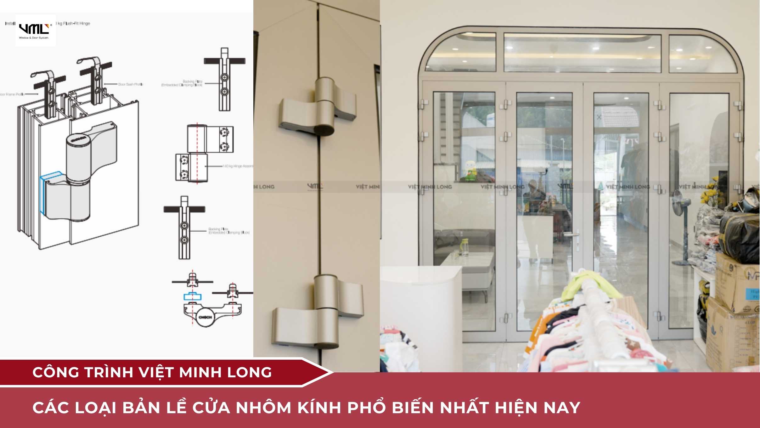 Các loại bản lề cửa nhôm kính